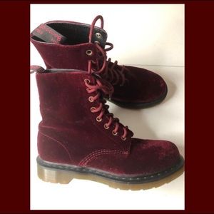 Dr. Martens Red Velvet Boots Air Ware